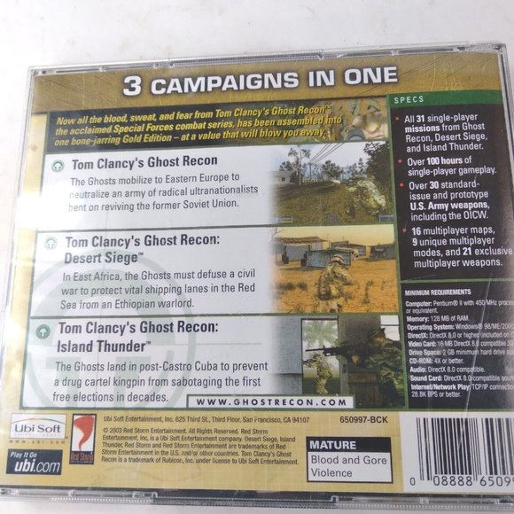 2003 Tom Clancy's Ghost Recon Gold Edition PC CD-ROM Software - Picture 8 of 8